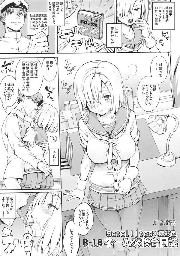 [Satellites&極彩色 艦これ合同誌]Satellites&極彩色の艦これ合同誌!!媚薬を服薬した浜風のドスケベセックスやZ3の脱肛アナルプレイが収録された至極の1冊です♡ 表紙