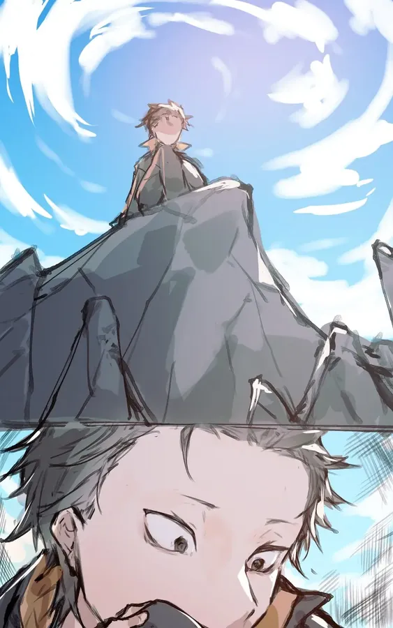 Emilia comforts Subaru 表紙